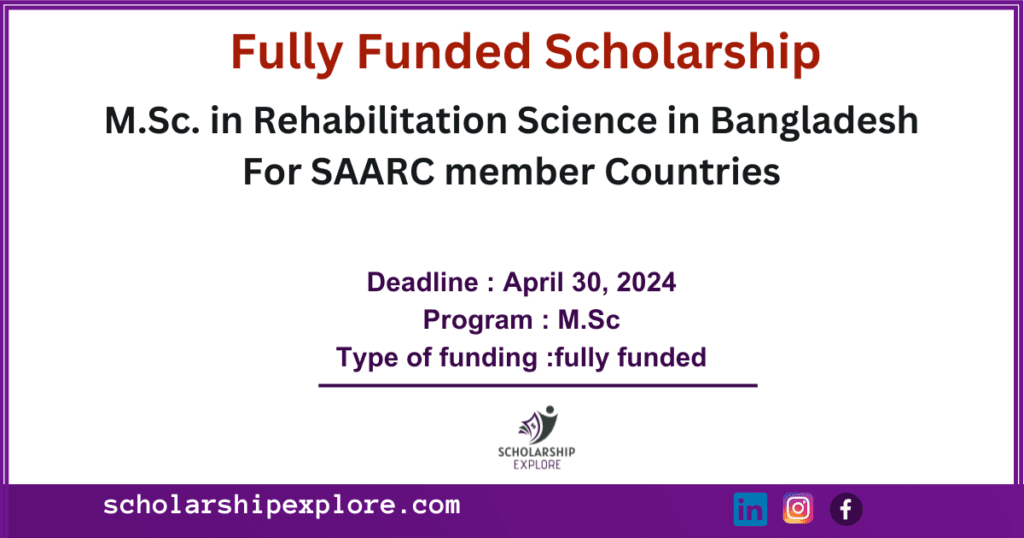 Scholarships for M.Sc. in Rehabilitation Science