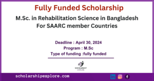 Scholarships for M.Sc. in Rehabilitation Science